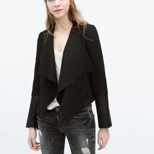 Zara Trafaluc Knit Moto Jacket with Leather Detailing